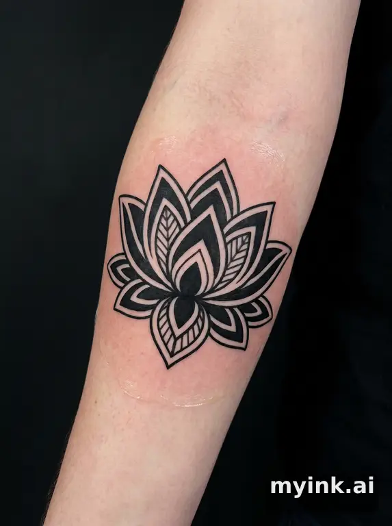 Lotus flower — Blackwork Tattoo Design reference image