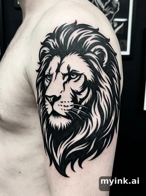 Majestic lion — Blackwork Tattoo Design reference image