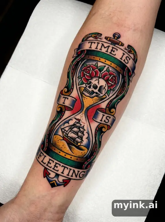 Hourglass — Traditional Tattoo Design reference image