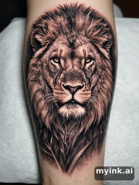 Majestic lion — Realistic Tattoo Design reference image