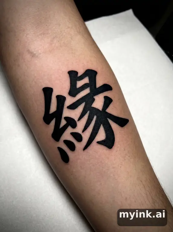 Chinese character '緣' (fate) — Blackwork Tattoo Design reference image