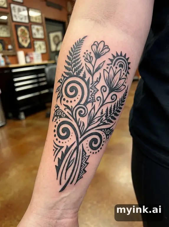 Wildflowers bouquet — Tribal Tattoo Design reference image