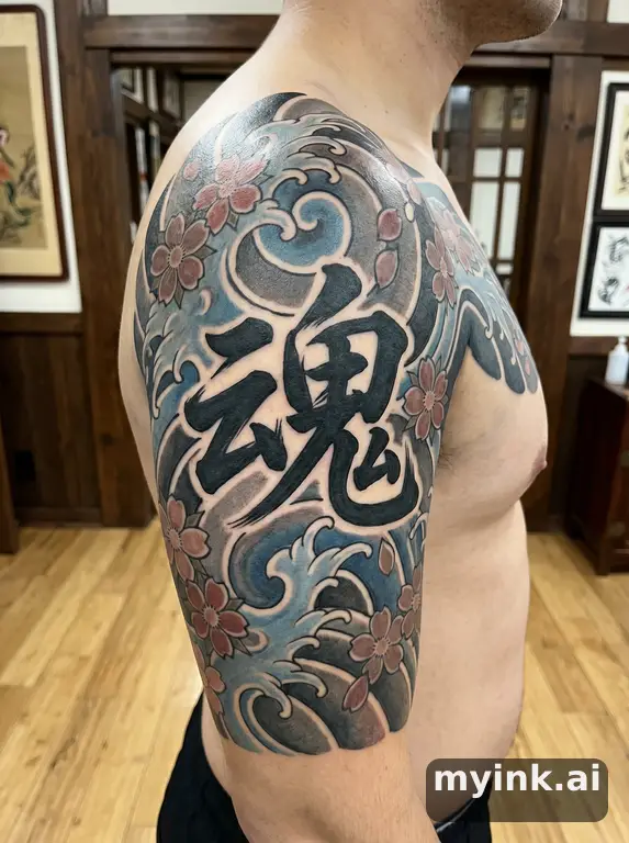Japanese kanji '魂' (soul) — Japanese Tattoo Design reference image