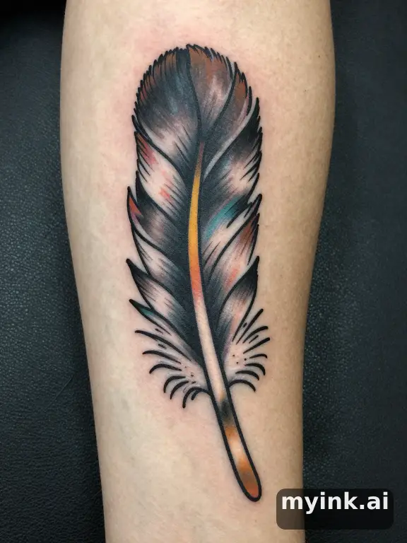 Feather — Neotraditional Tattoo Design reference image