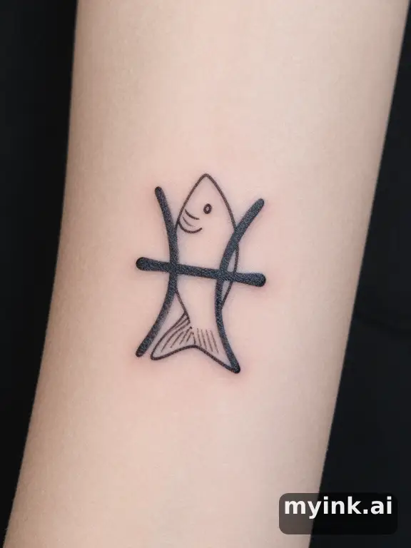 Pisces fish symbol — Minimalist Tattoo Design reference image