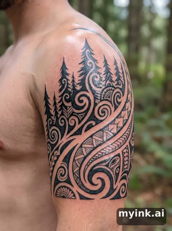 Forest treeline — Tribal Tattoo Design reference image