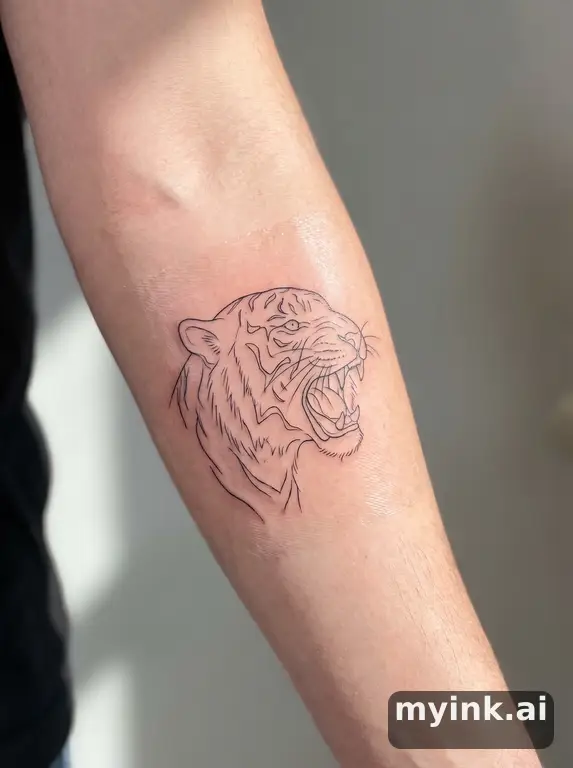 Roaring tiger — Minimalist Tattoo Design reference image