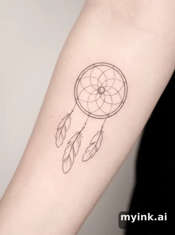 Dreamcatcher — Minimalist Tattoo Design reference image