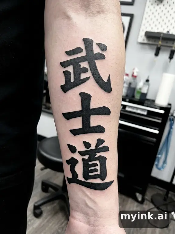 Japanese kanji '武士道' (bushido) — Blackwork Tattoo Design reference image