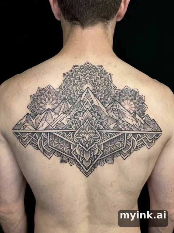 Mountain range silhouette — Geometric Tattoo Design reference image