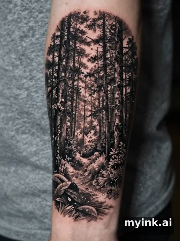 Forest treeline — Realistic Tattoo Design reference image