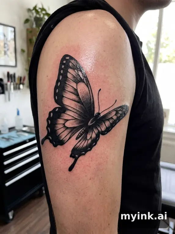 Butterfly — Blackwork Tattoo Design reference image