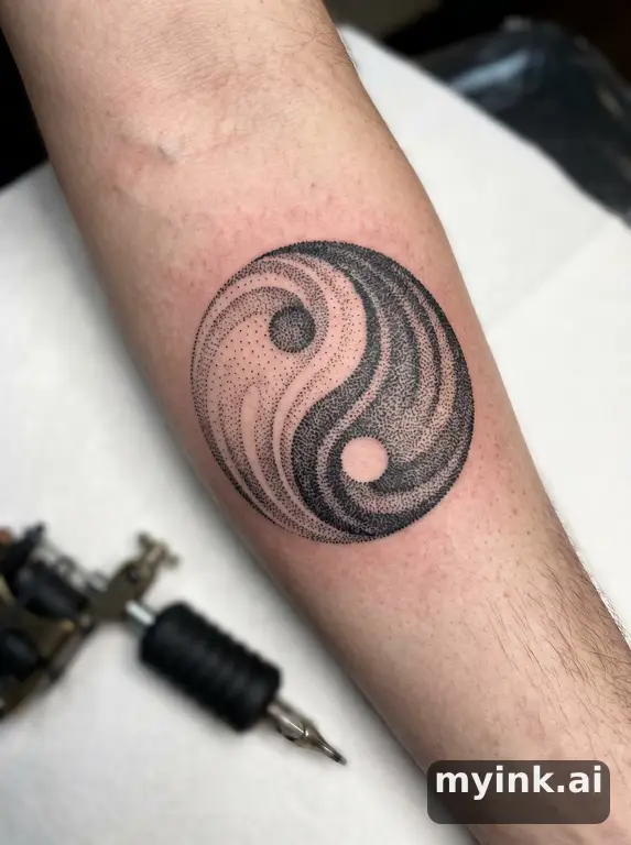 Yin yang symbol — Dotwork Tattoo Design reference image