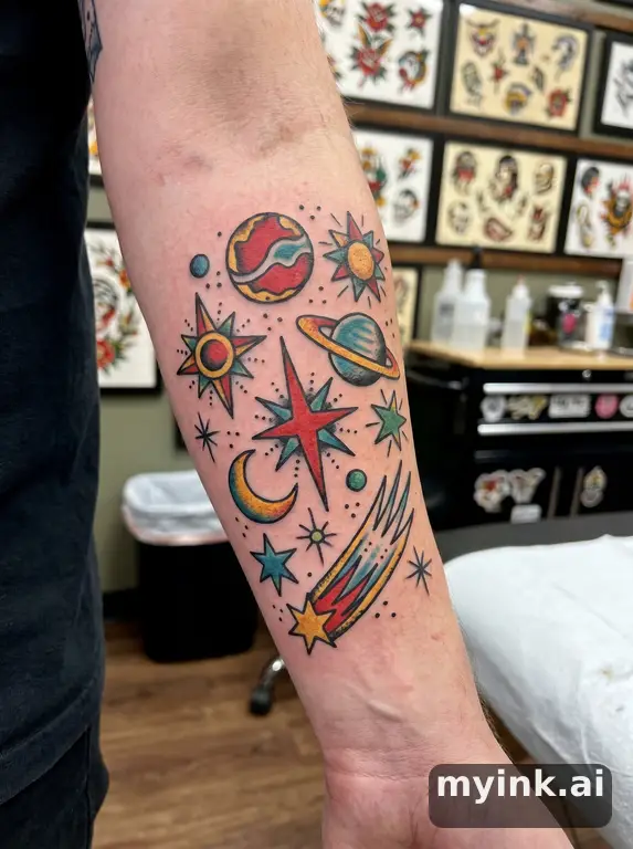 Stars and planets — Traditional Tattoo Design reference image