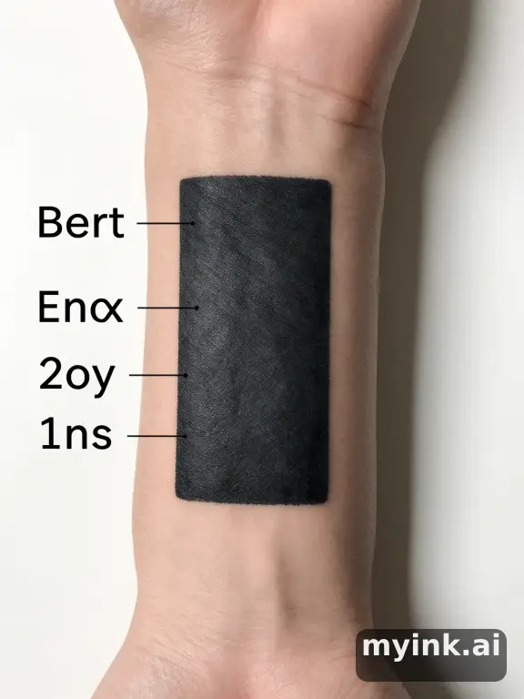 Tattoo aging comparison for a minimalist wrist design over ten years — Blackwork Tattoo Design reference image
