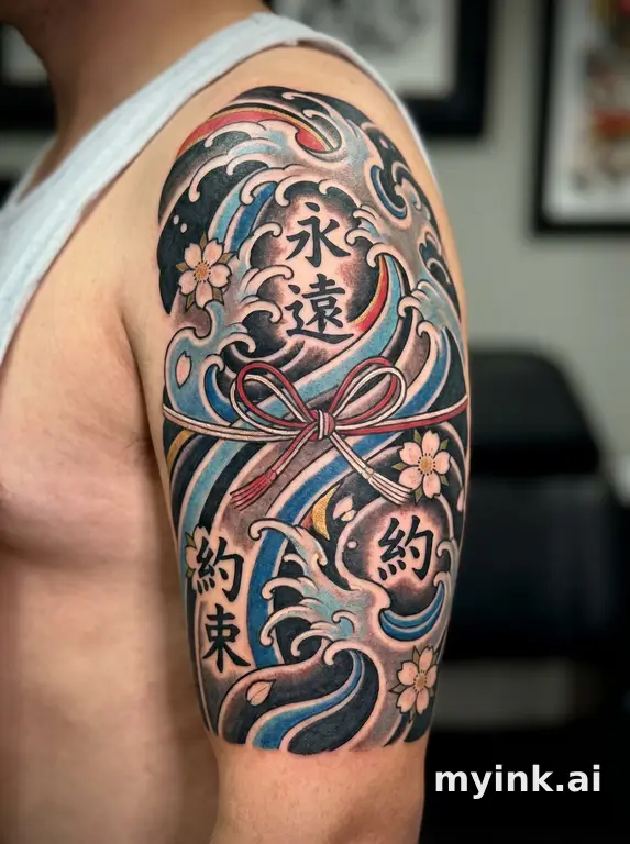 Meaningful vow tattoo concept with subtle symbols and aging-safe spacing — Japanese Tattoo Design reference image