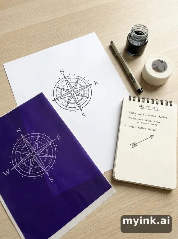 Private tattoo planning pack layout with main design — Minimalist Tattoo Design reference image