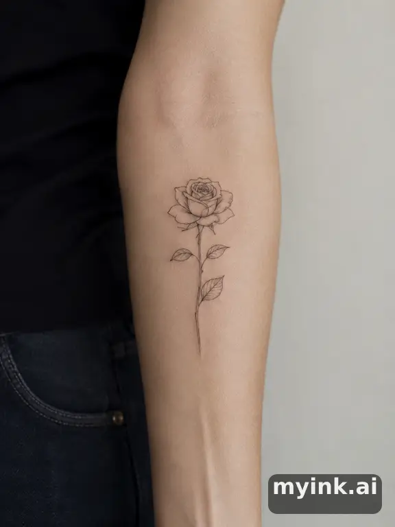 Blooming rose — Minimalist Tattoo Design reference image