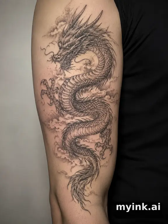 Dragon — Dotwork Tattoo Design reference image
