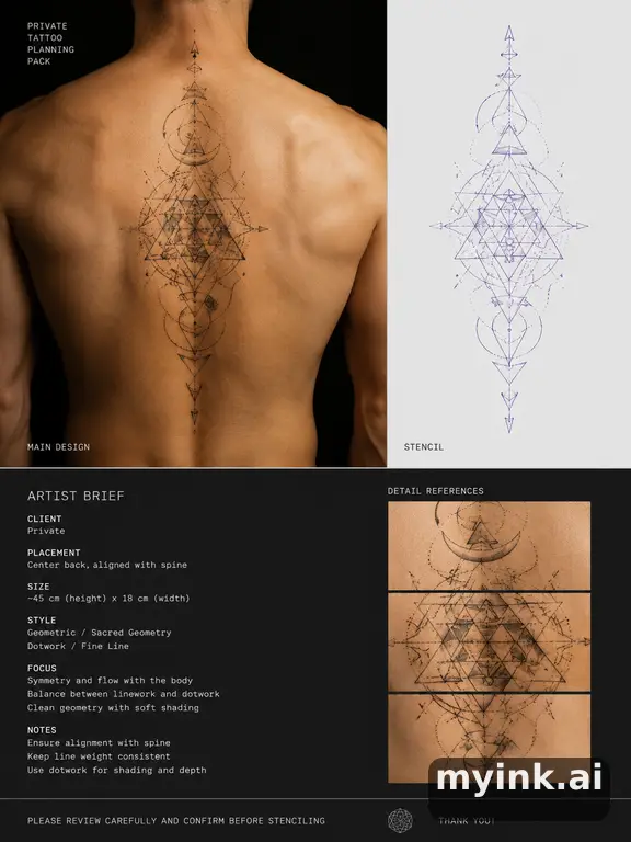 Private tattoo planning pack layout with main design — Geometric Tattoo Design reference image