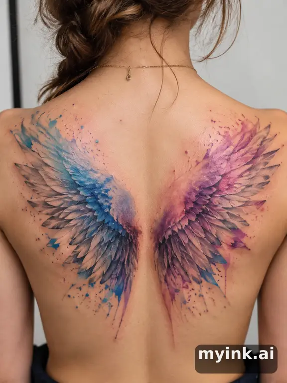 Angel wings — Watercolor Tattoo Design reference image
