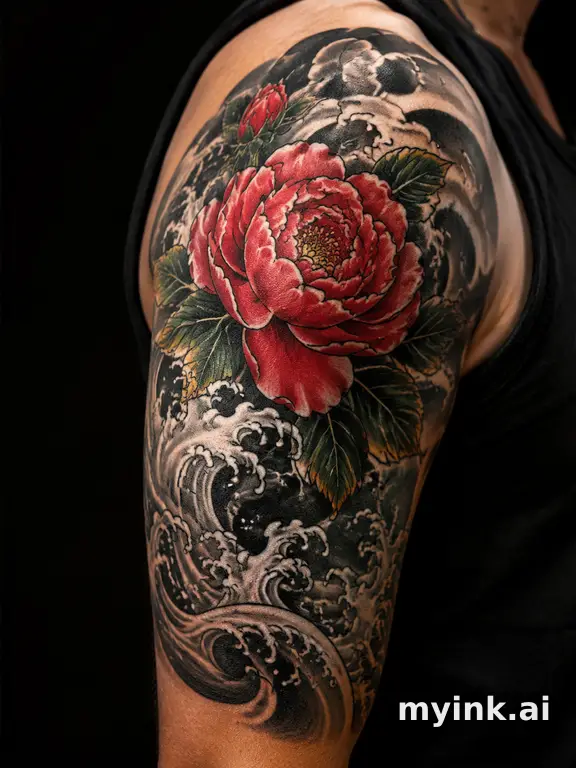 Blooming rose — Japanese Tattoo Design reference image