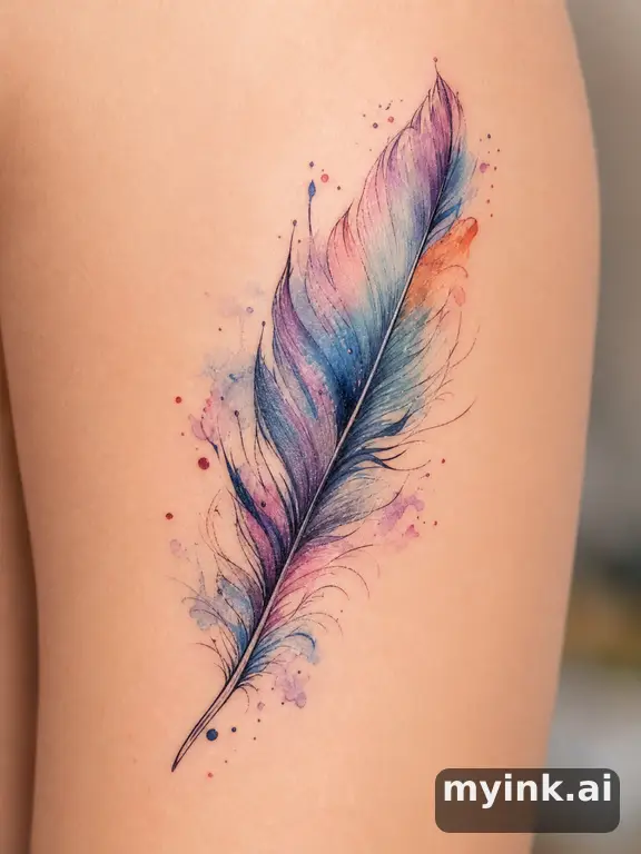 Feather — Watercolor Tattoo Design reference image