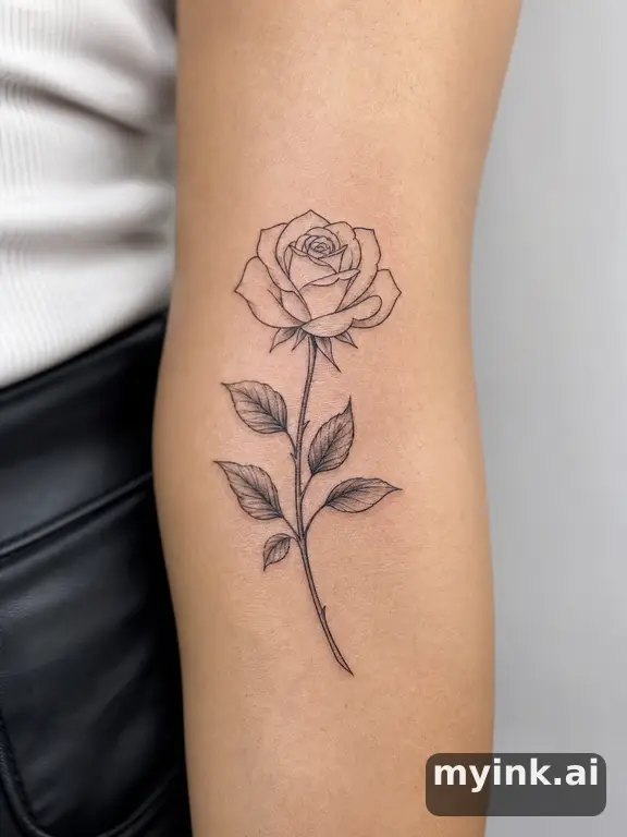 Blooming rose — Minimalist Tattoo Design reference image
