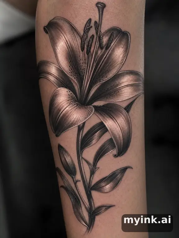 Lily flower — Realistic Tattoo Design reference image