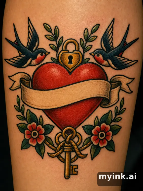 Meaningful vow tattoo concept with subtle symbols and aging-safe spacing — Traditional Tattoo Design reference image