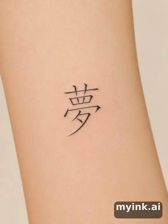 Chinese character '夢' (dream) — Minimalist Tattoo Design reference image