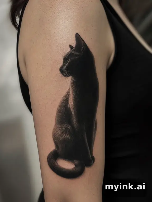 Cat silhouette — Realistic Tattoo Design reference image