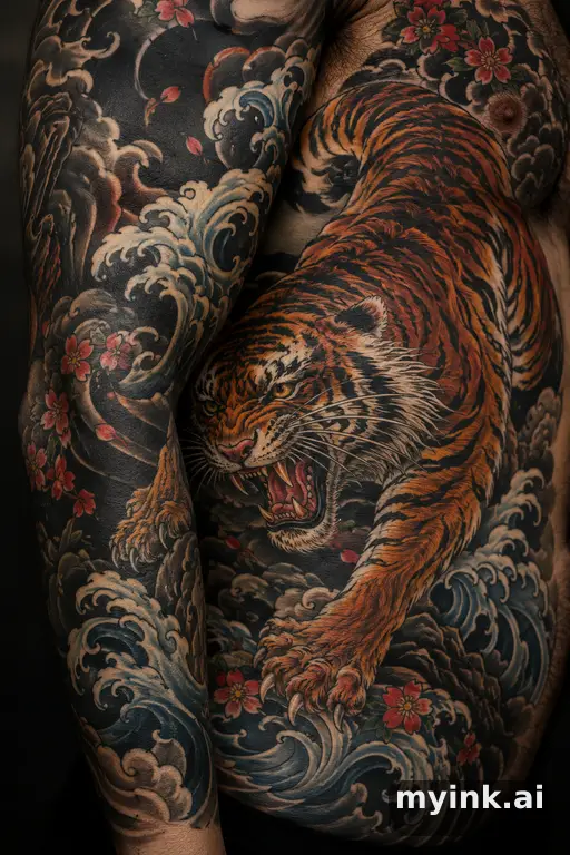Roaring tiger — Japanese Tattoo Design reference image