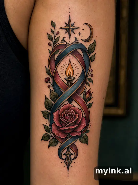 Meaningful vow tattoo concept with subtle symbols and aging-safe spacing — Neotraditional Tattoo Design reference image