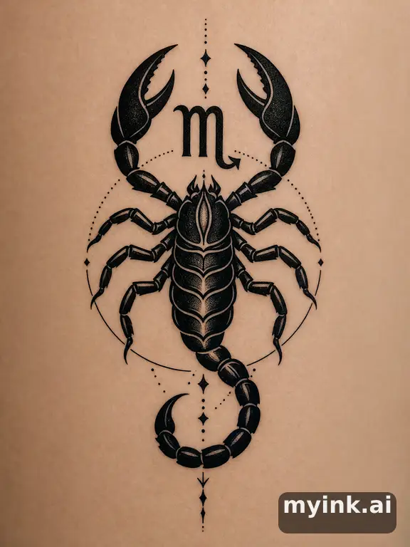 Scorpio scorpion symbol — Blackwork Tattoo Design reference image