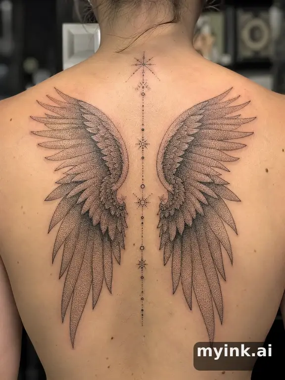 Angel wings — Dotwork Tattoo Design reference image