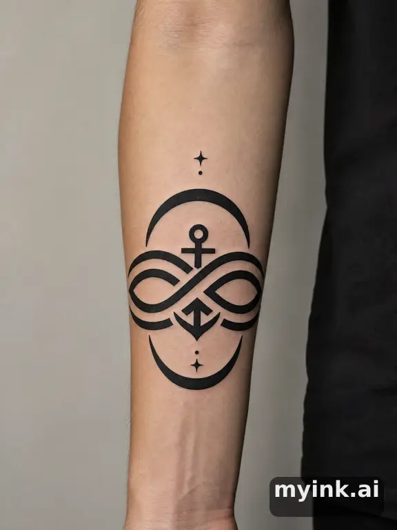 Meaningful vow tattoo concept with subtle symbols and aging-safe spacing — Blackwork Tattoo Design reference image