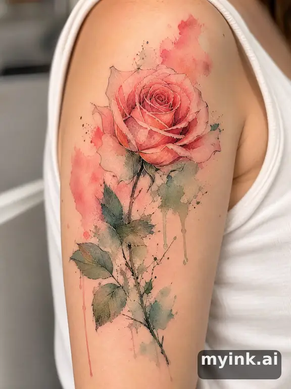 Blooming rose β Watercolor Tattoo Design reference image