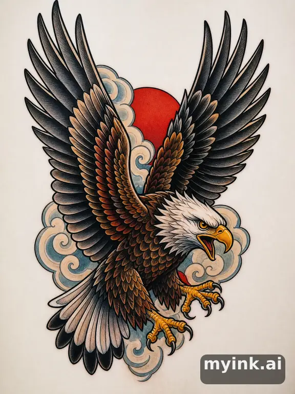 Soaring eagle — Neotraditional Tattoo Design reference image