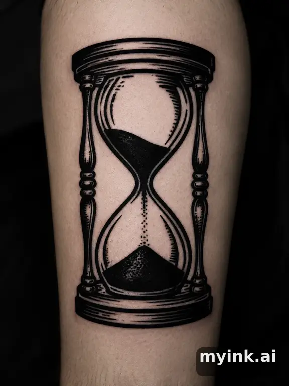 Hourglass — Blackwork Tattoo Design reference image