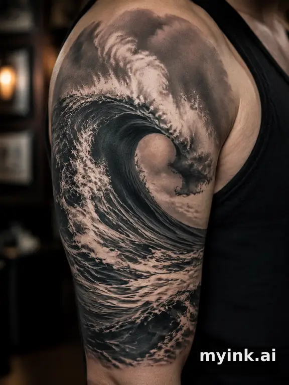 Ocean wave — Realistic Tattoo Design reference image