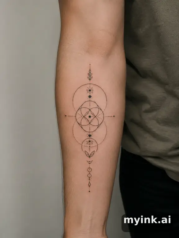 Meaningful vow tattoo concept with subtle symbols and aging-safe spacing — Geometric Tattoo Design reference image
