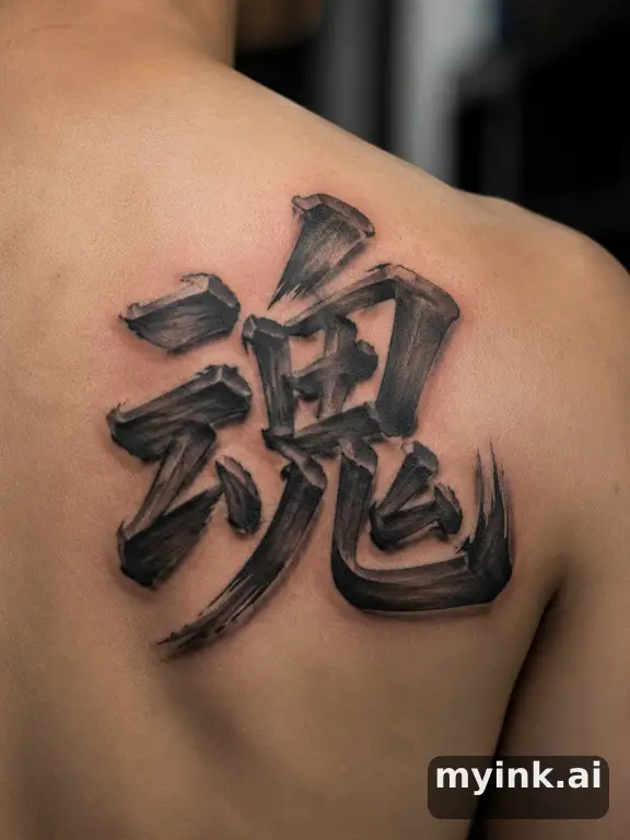 Japanese kanji '魂' (soul) — Realistic Tattoo Design reference image