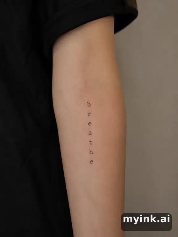 Vintage typewriter-font letters stacked vertically — Minimalist Tattoo Design reference image