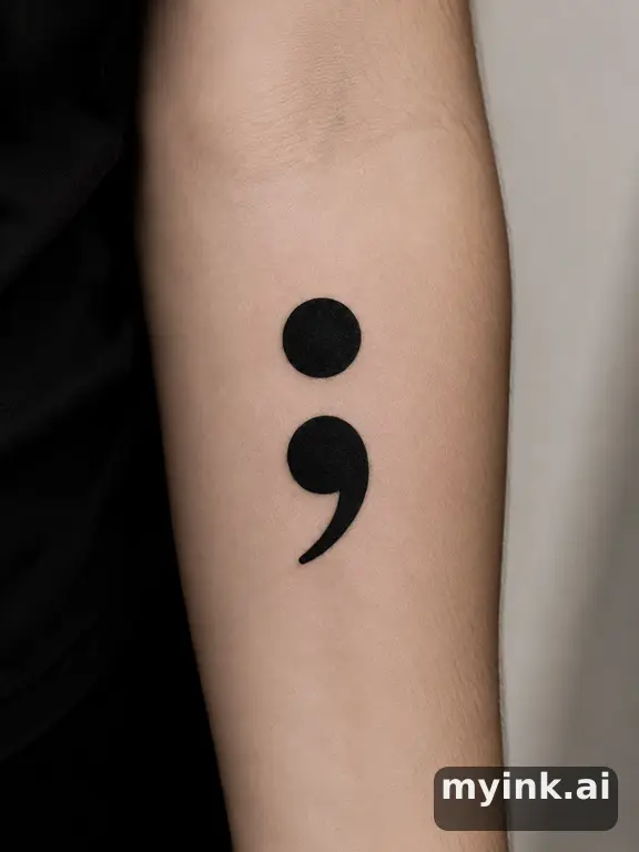 Semicolon symbol — Blackwork Tattoo Design reference image