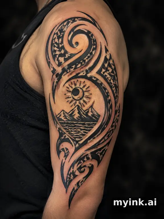Meaningful vow tattoo concept with subtle symbols and aging-safe spacing — Tribal Tattoo Design reference image