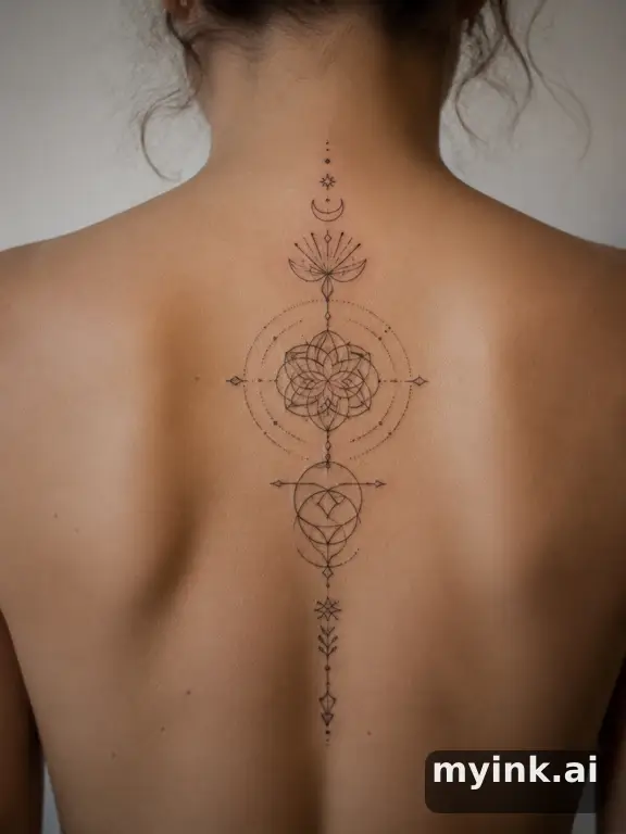 Meaningful vow tattoo concept with subtle symbols and aging-safe spacing — Geometric Tattoo Design reference image