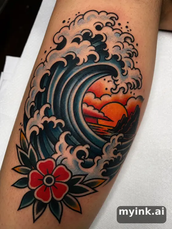 Ocean wave — Traditional Tattoo Design reference image