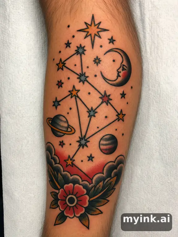 Constellation pattern — Traditional Tattoo Design reference image