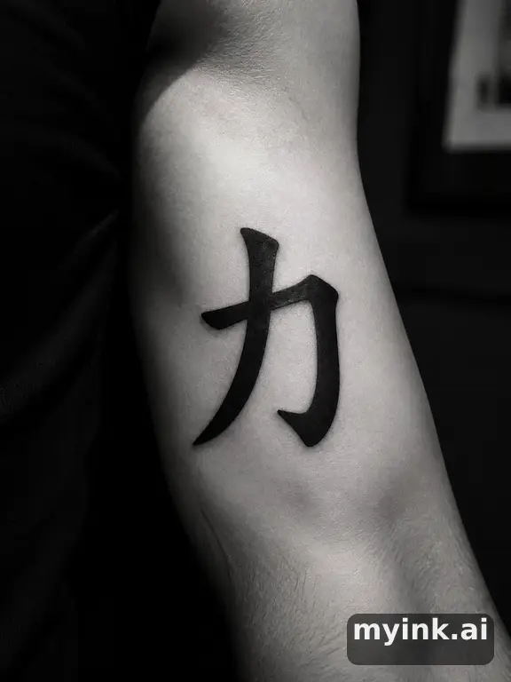 Chinese character '力' (power) — Blackwork Tattoo Design reference image